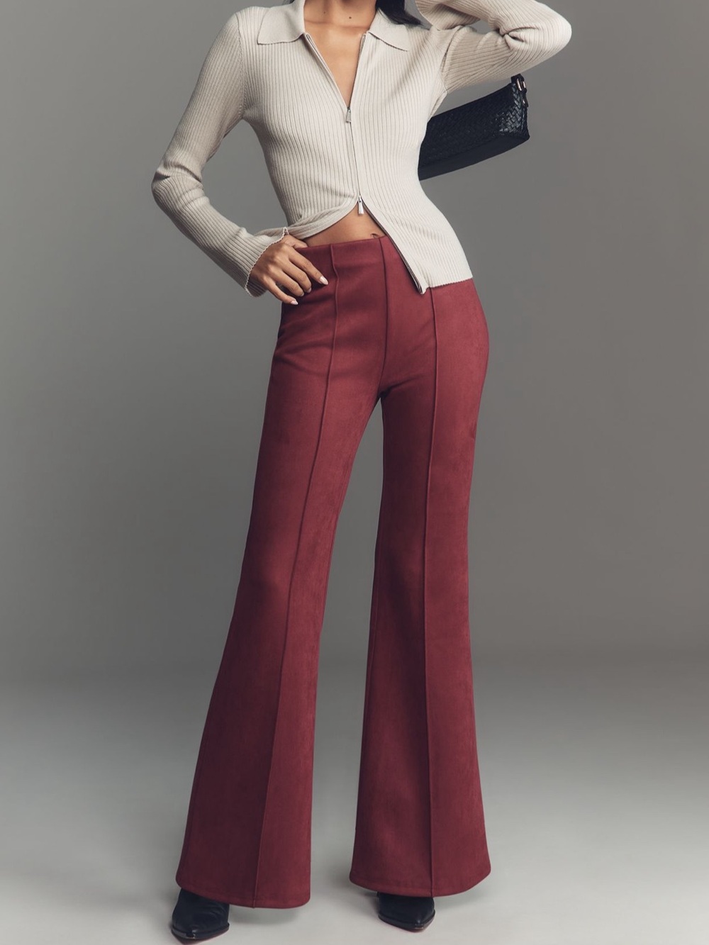 NWOT Anthropologie En Elly Faux-Suede Pull On Flare Pants
